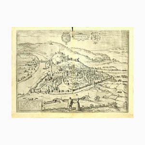 Incisione Franz Hogenberg - View of Namur (belgio) - tardo 1500