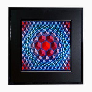 Serigrafía Victor Vasarely, Framed Serigraph, Printed de Editions Du Griffon, 1972