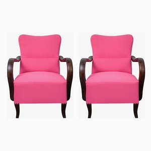 Set of Art Deco Pink Armchairs, 1920s