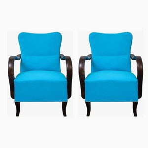 Blaues Art Deco Sessel Set, 1920er
