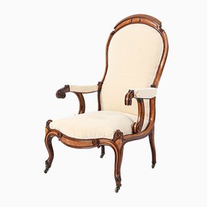 Satinwood Victorian High Back Armchair or Voltaire Chair, 1860s