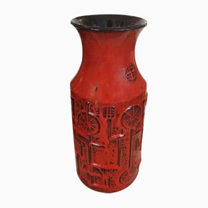Jarrón rojo de Bodo Mans para Bay Keramik, años 60
