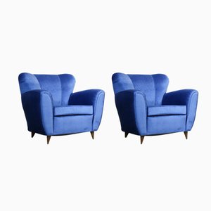 Vintage Italian Blue Armchairs, 1960s, Set of 2