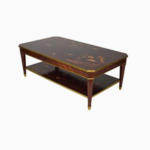 Neoclassical Coffee Table in Inlaid Mahogany, France, 1970s