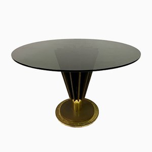 Table de Salle à Manger Circulaire en Laiton et Fer par Pierre Cardin, 1970s