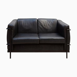 Harvink Black Leather 2-Seat Sofa, 1980s