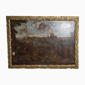 18th Century European Oil Painting of Battle Scene