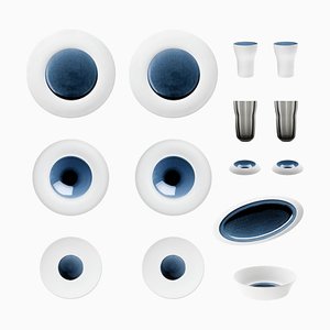 Set de Porcelaine Biscuit Silent Bleu avec Vernis Coulé à la Main par Hering Berlin