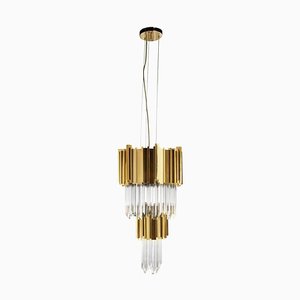 Pendant Light in Brass with Crystal Glass Details