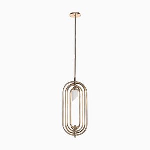 Pendant Light in Brass and Aluminum with Tube Details