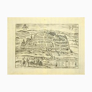 Franz Hogenberg - Vue de Blois - Gravure à l'Eau Forte Originale - Fin 16ème Siècle