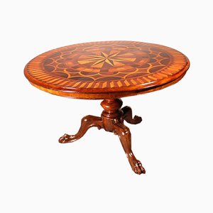 Antique Mahogany and Marquetry Dining Table, 19th-Century