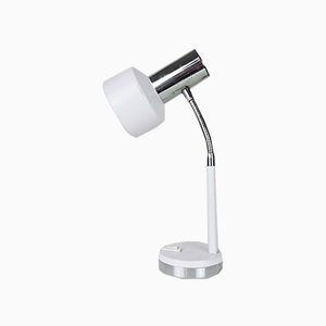 Vintage Adjustable Painted White and Chrome Desk Lamp, 1980s