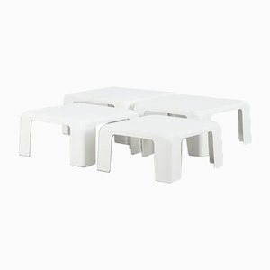 Tavolini Quattro Gatti in plastica bianca di Mario Bellini per B&B Italia, 1967, set di 4