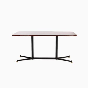 Maroon Glass Plate Dining Table, 1950s