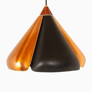 Danish Copper and Black Pendant Lamp, 1960s