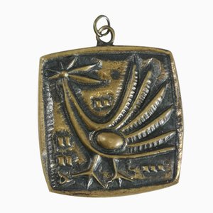 Mid-Century Brass Pendant with Bird Motif by L. Domotor, 1970s