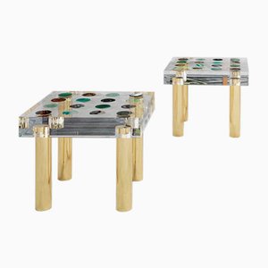 Italian Acrylic Glass and Brass Side Table from Superego