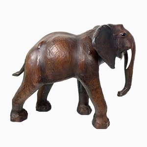 Vintage Elefantenskulptur aus Leder