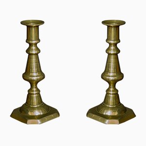 Victorian Brass Candlesticks, Set of 2