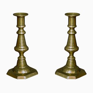 Victorian Brass Candlesticks, Set of 2