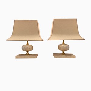 Travertin Lampen im Stil von Boulanger, 1960er, 2er Set