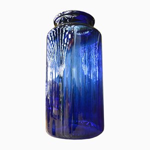 Jarrón de vidrio en azul cobalto, años 80