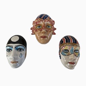 Caras de cerámica, años 50. Juego de 3