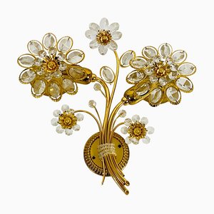Aplique floral de cristal de Palwa, Germany, años 60