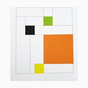 Gottfried Honegger Composition 4 3D squares (orange, green, black, yellow) 2015 2015