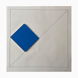 Gottfried Honegger Composition 1 3D square (dark blue) 2015 2020