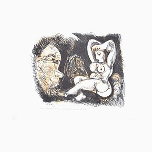 Gianpaolo Berto - Omaggio a Picasso - Incisione originale su cartone - 1974