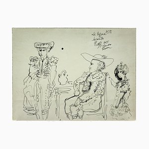 Gianpaolo Berto - Homage to Picasso - Original Ink Drawing - 1974