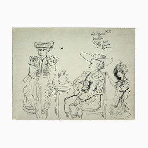 Gianpaolo Berto - Homenaje a Picasso - Dibujo original de tinta - 1974