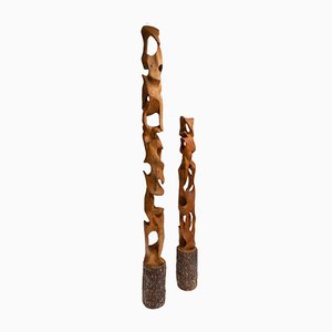 Totem in legno, set di 2