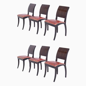 Art Deco French Chairs, 1920s, Set of 6