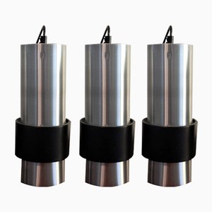 Lampade a sospensione in alluminio e nero, set di 3