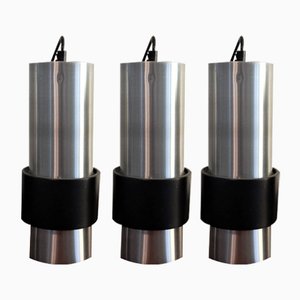 Lampes à Suspension en Aluminium et Noir, Set de 3