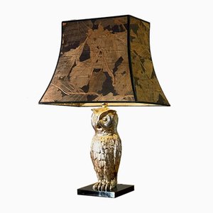 Silver Metsl Owl Table Lamp, France, 1960s