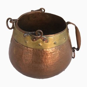 Vintage Spanish Patinated Copper Pot, 1970s