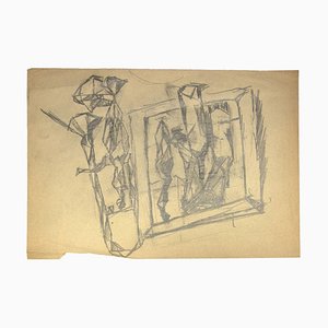 Leon Aubert, Figures, Pencil Drawing, 20th Century