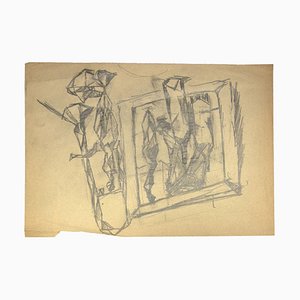 Leon Aubert, Figures, Pencil Drawing, Early 20th Century