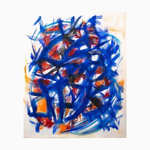 Alfombra Giorgio Lo Fermo, azul y naranja, óleo sobre lienzo, 2020