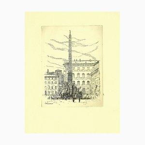 Giuseppe Malandrino, Navona Square, Etching, 1970s