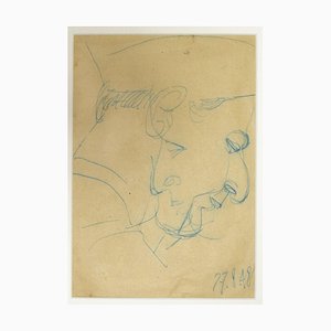 Retrato desconocido, lápiz azul sobre papel, 1948