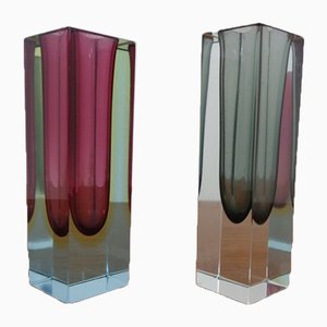 Italian Murano Glass Sommerso Vases from Murano, 1960s, Set of 2