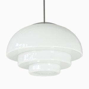 Lampada da soffitto in vetro bianco opaco, anni '30