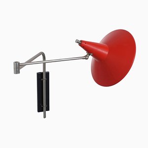 Red Paperclip Swinging Arm Wall Light by J. J. M. Hoogervorst for Anvia, 1950s