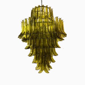 Murano Round Green Chandelier, 1980s