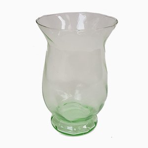 Art Deco Light Green Vase with Delicate Wavy Design